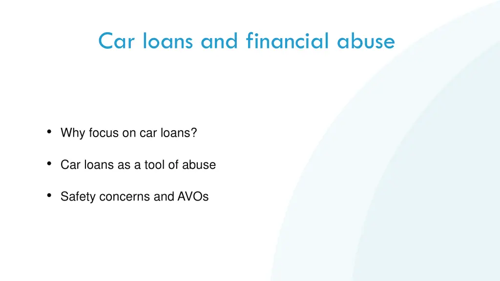 car loans and financial abuse