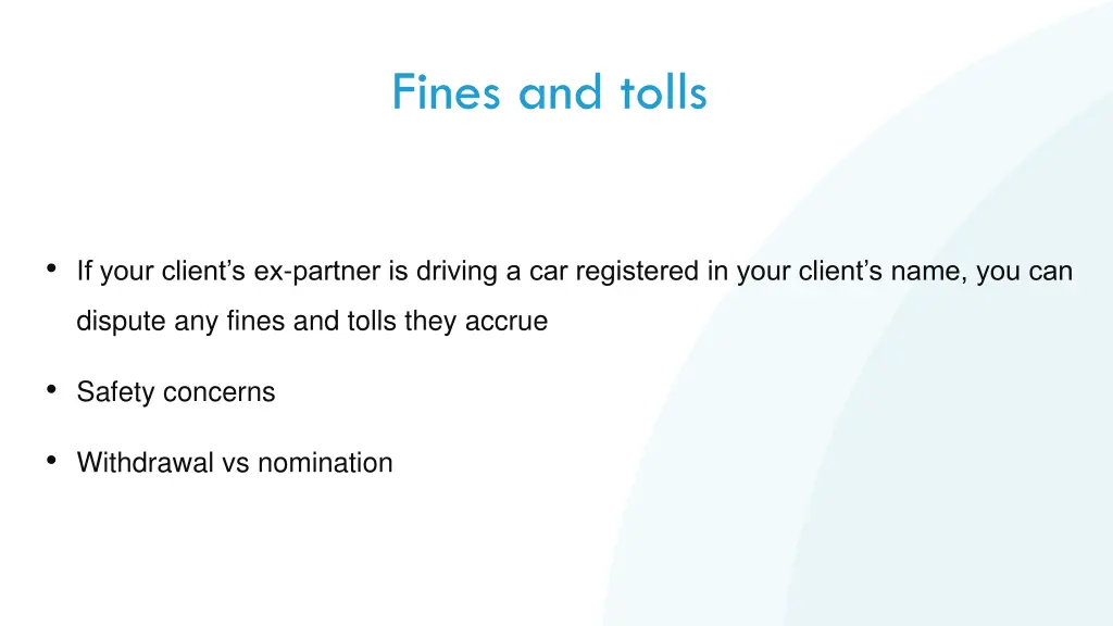 fines and tolls