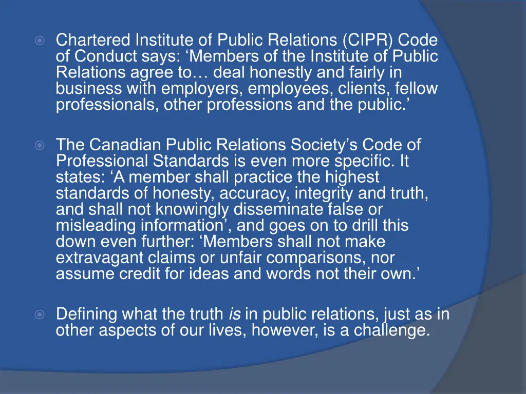 chartered institute of public relations cipr code