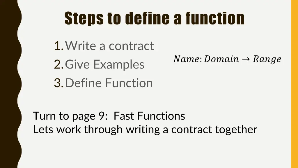 steps to define a function