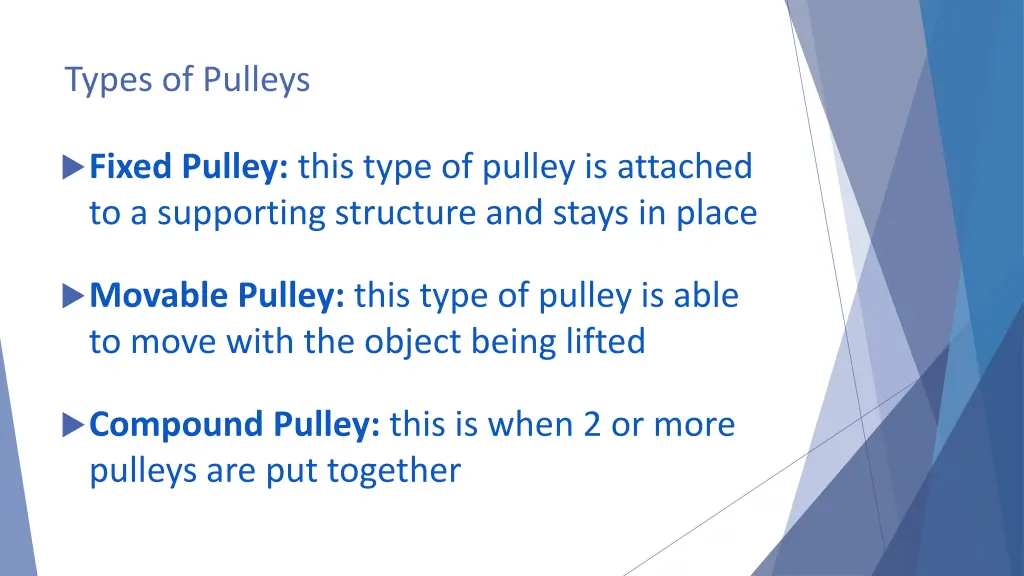 types of pulleys