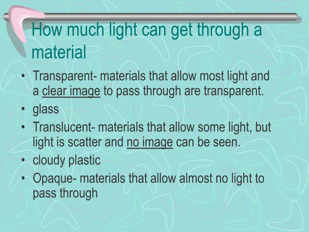 how much light can get through a material