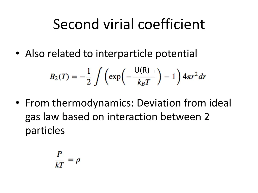 second virial coefficient