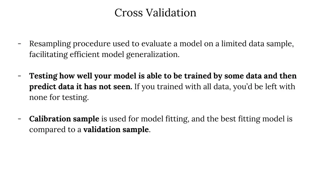 cross validation