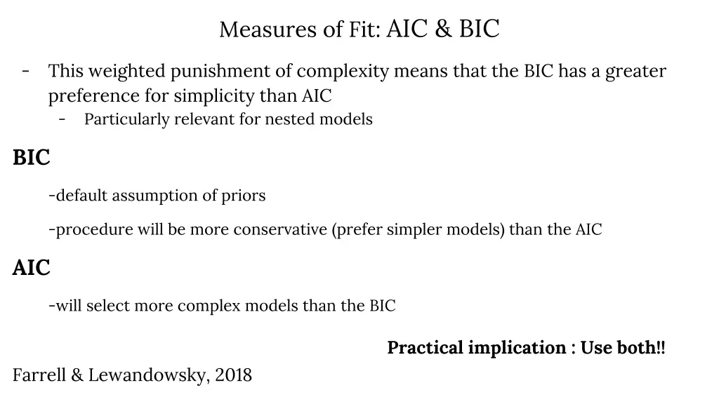 measures of fit aic bic