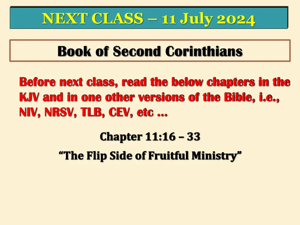 next class 11 july 2024