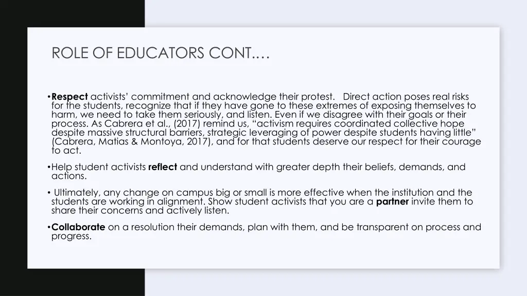 role of educators cont