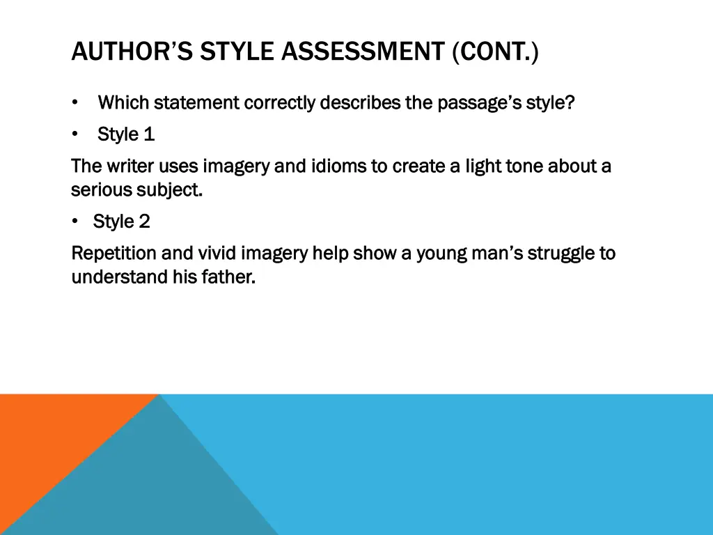 author s style assessment cont