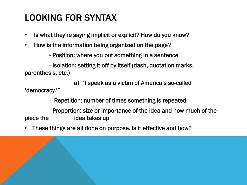 looking for syntax