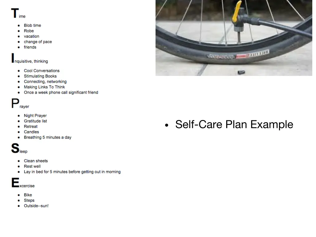 self care plan example