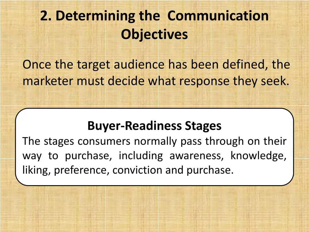 2 determining the communication objectives