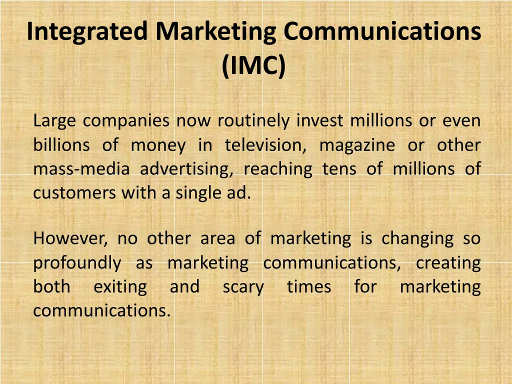 integrated marketing communications imc