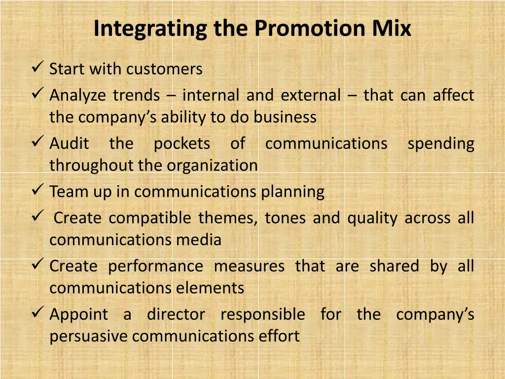 integrating the promotion mix