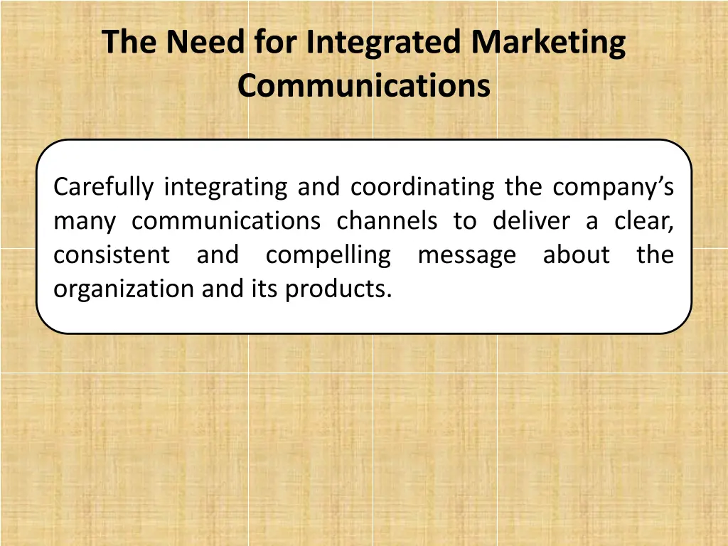 the need for integrated marketing communications