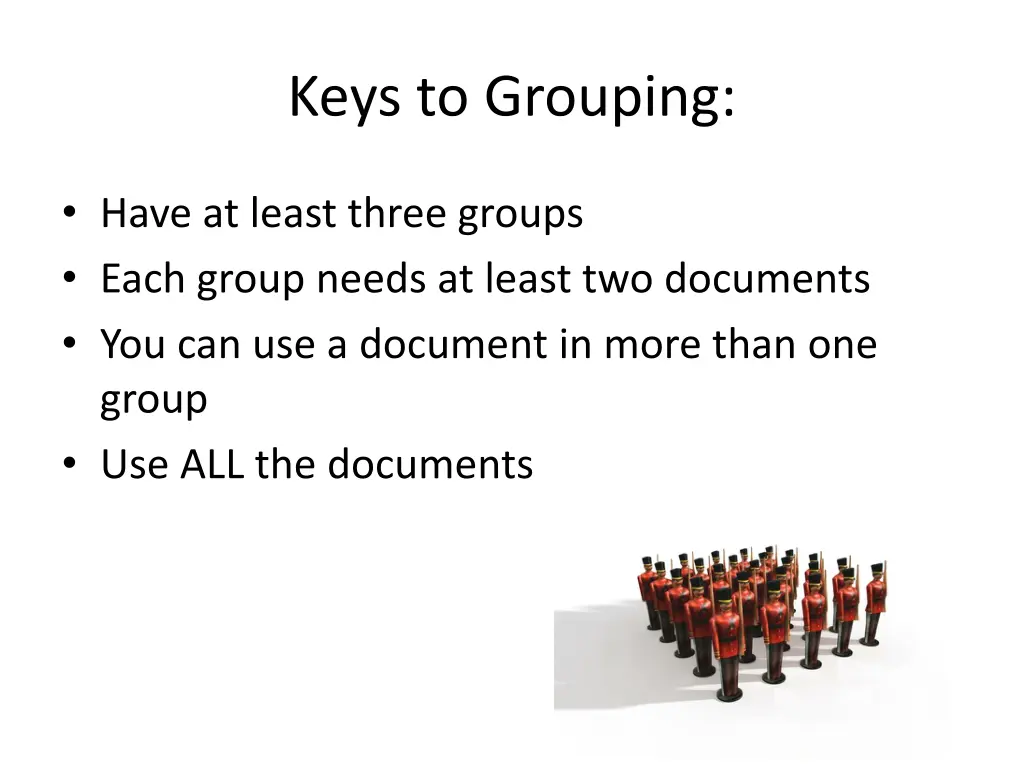 keys to grouping