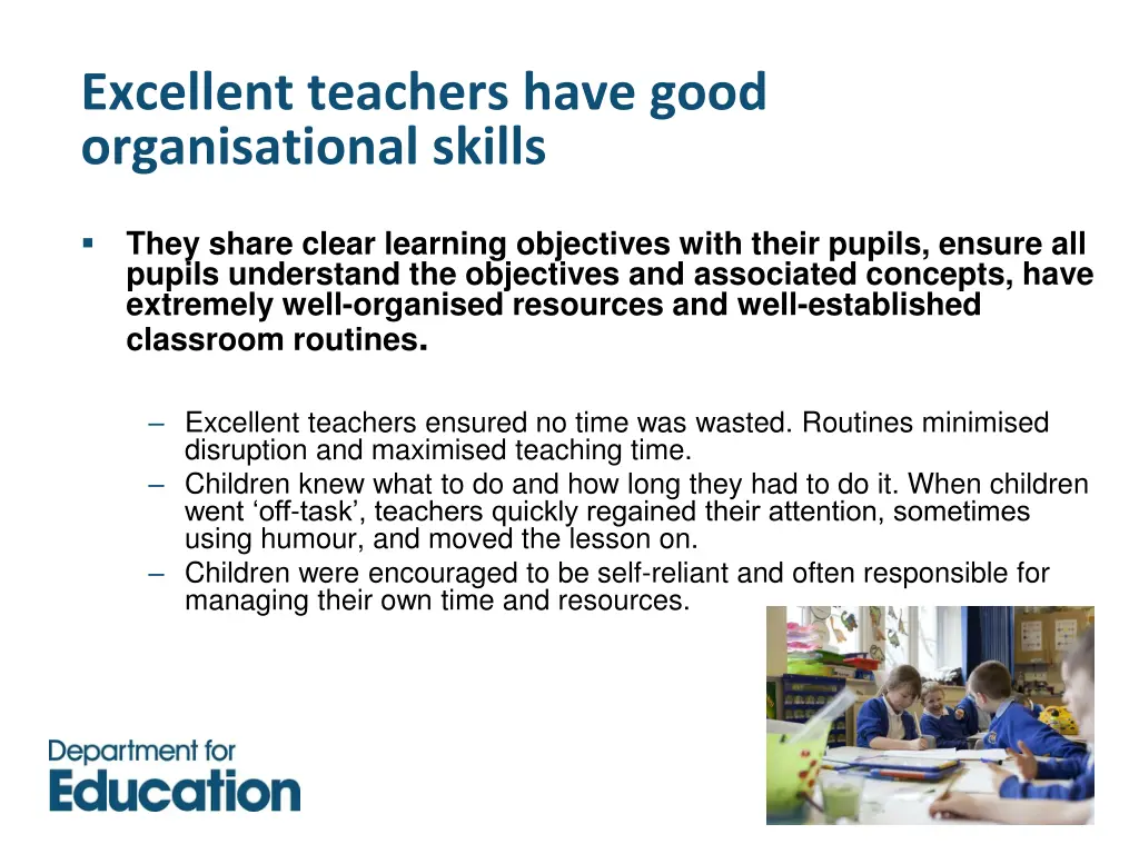 excellent teachers have good organisational skills