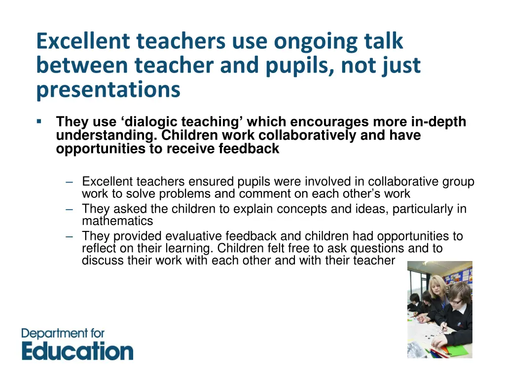 excellent teachers use ongoing talk between