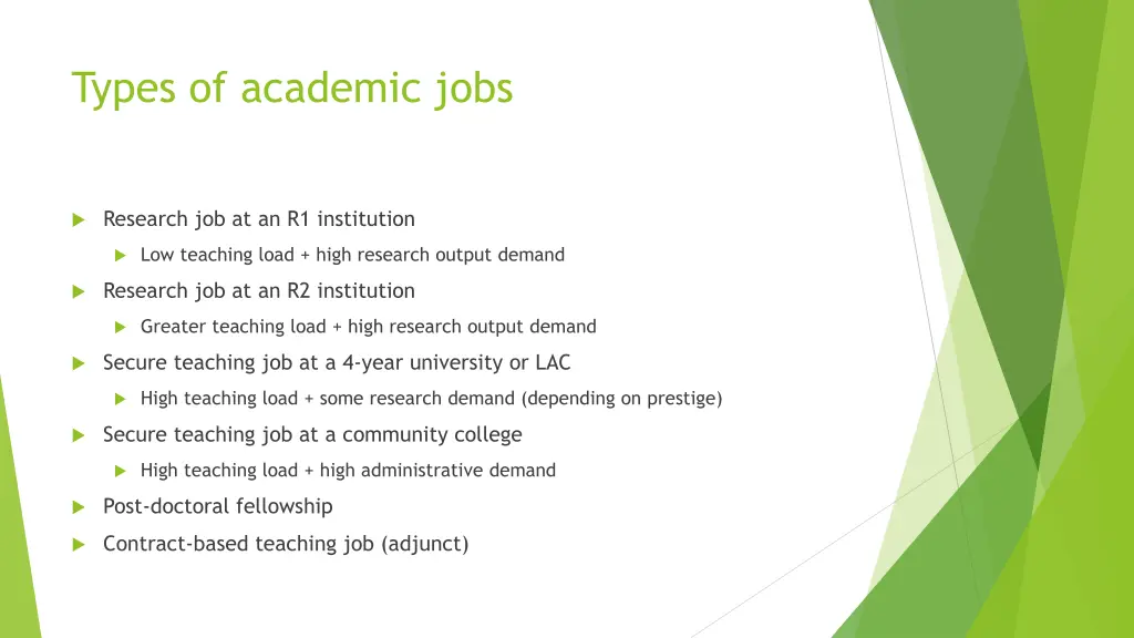 types of academic jobs