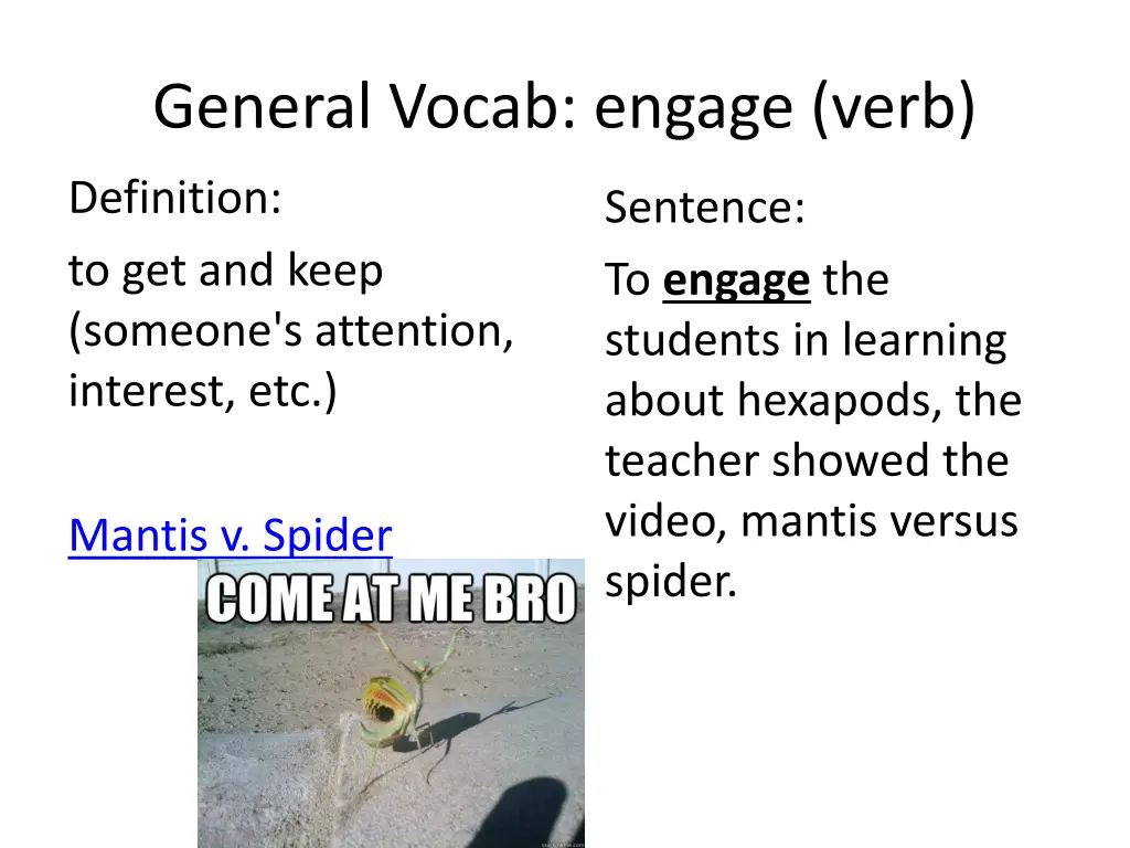 general vocab engage verb