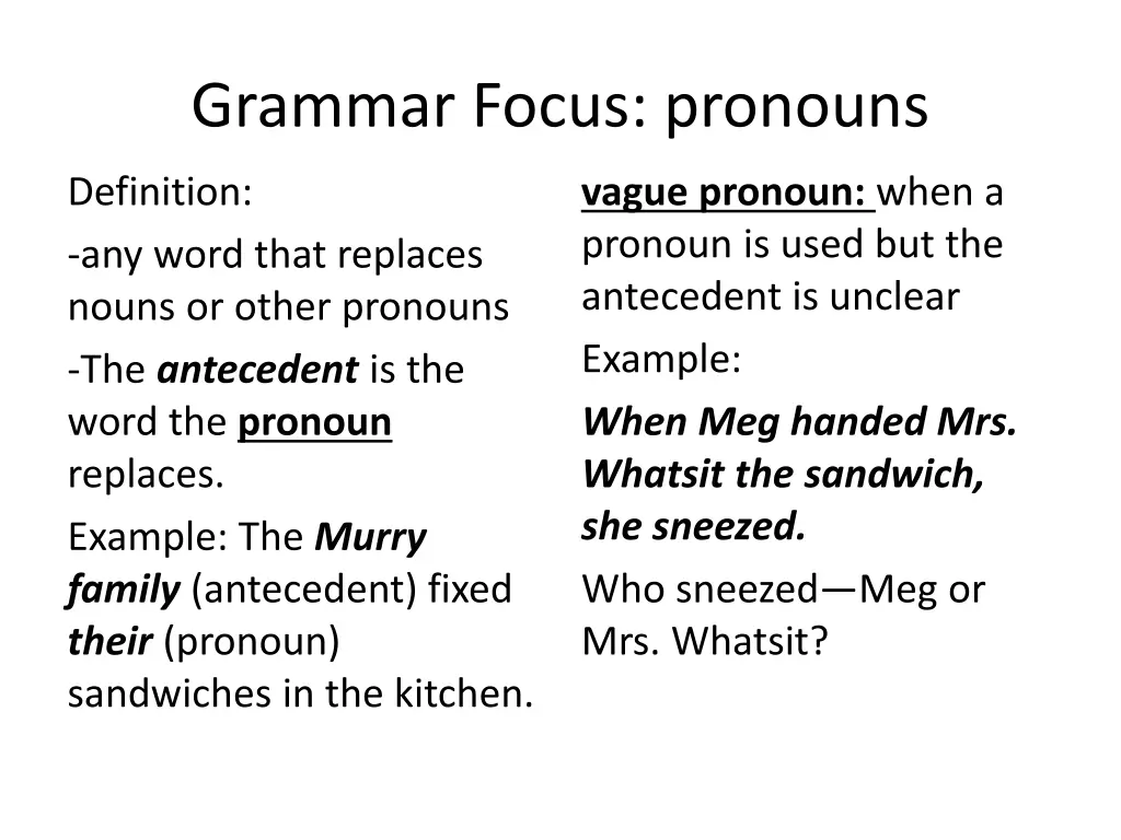 grammar focus pronouns