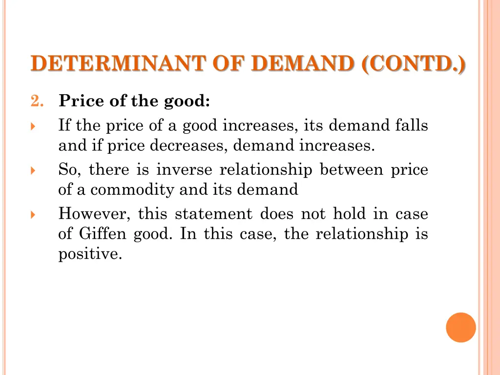 determinant of demand contd