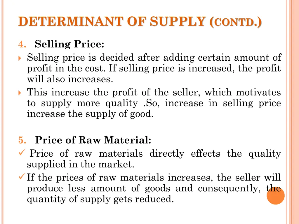 determinant of supply contd 2