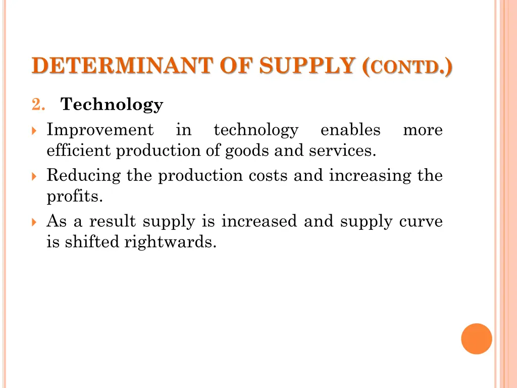 determinant of supply contd