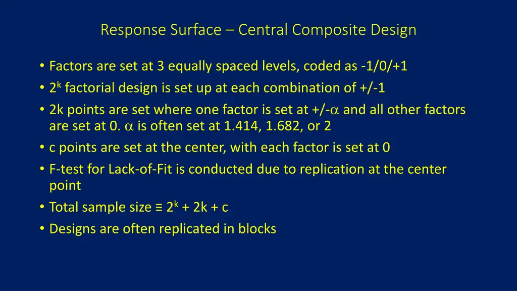 response surface central composite design