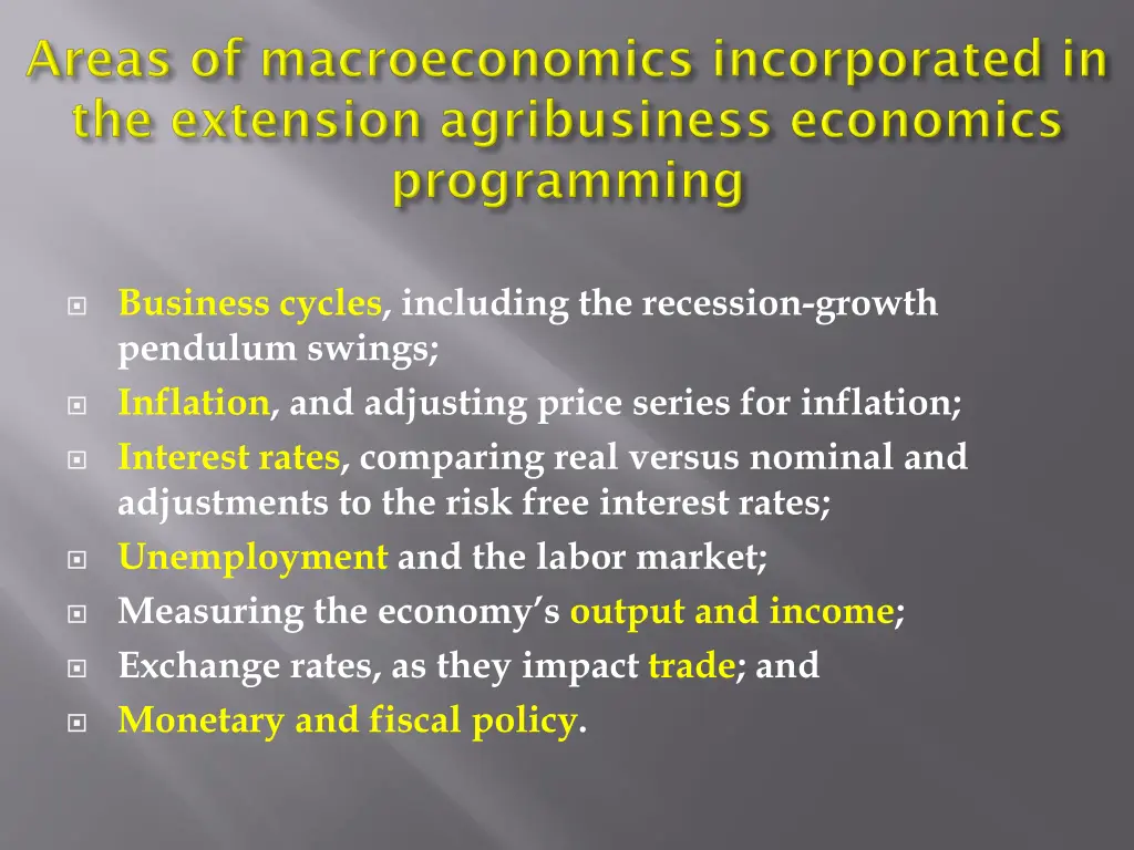 business cycles including the recession growth