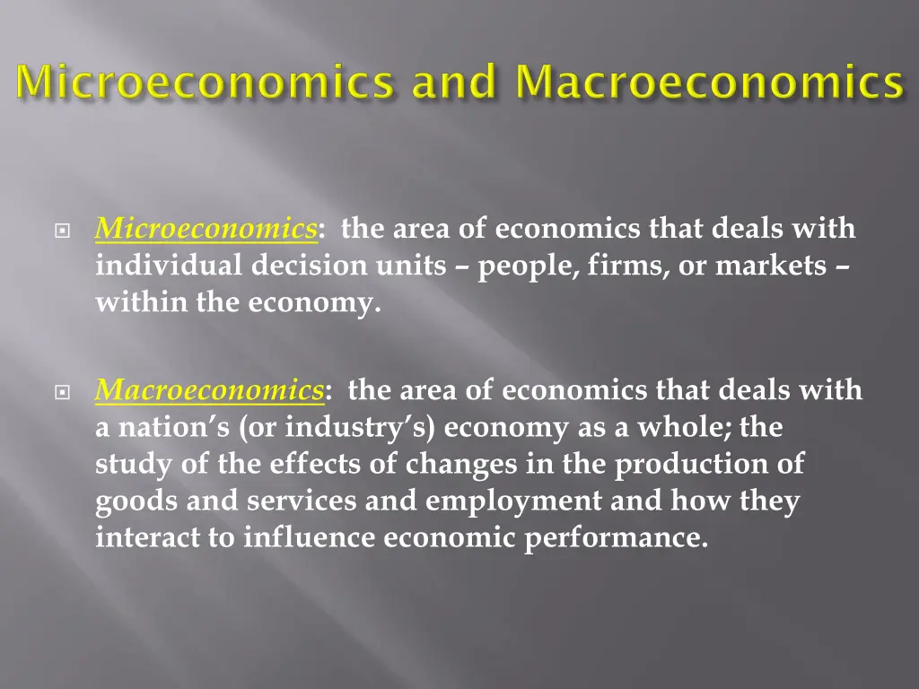 microeconomics the area of economics that deals