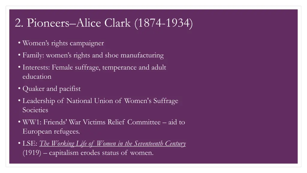 2 pioneers alice clark 1874 1934