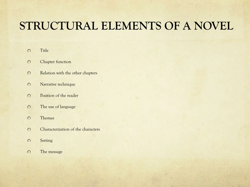 structural elements of a novel