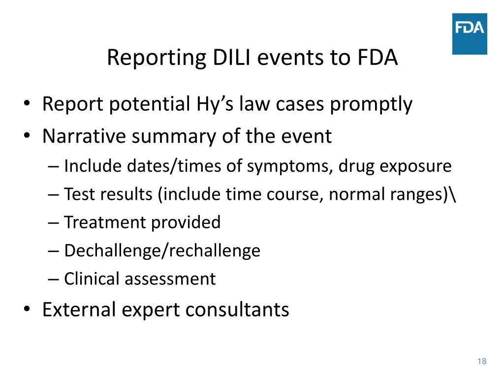 reporting dili events to fda