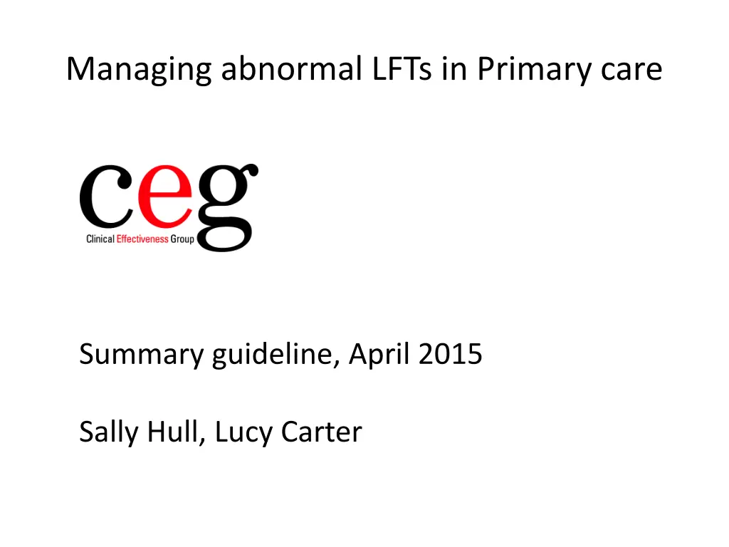 managing abnormal lfts in primary care 2