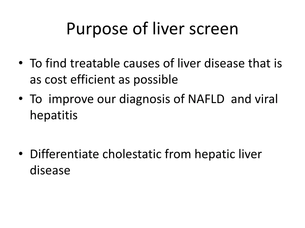 purpose of liver screen