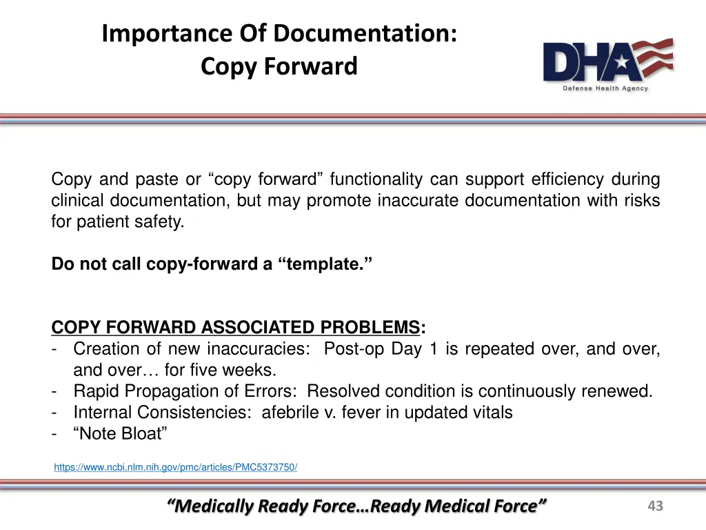 importance of documentation copy forward