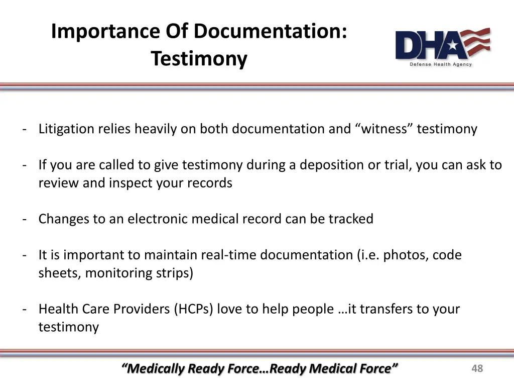 importance of documentation testimony