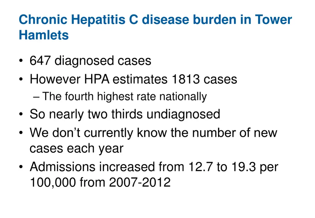 chronic hepatitis c disease burden in tower