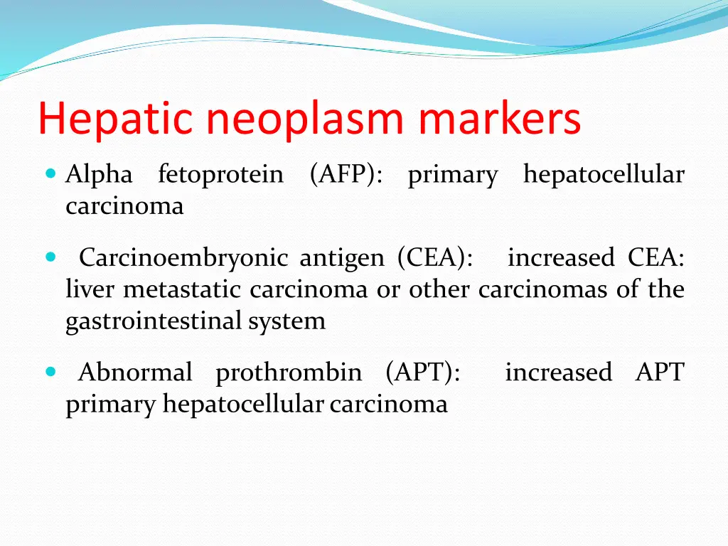 hepatic neoplasm markers