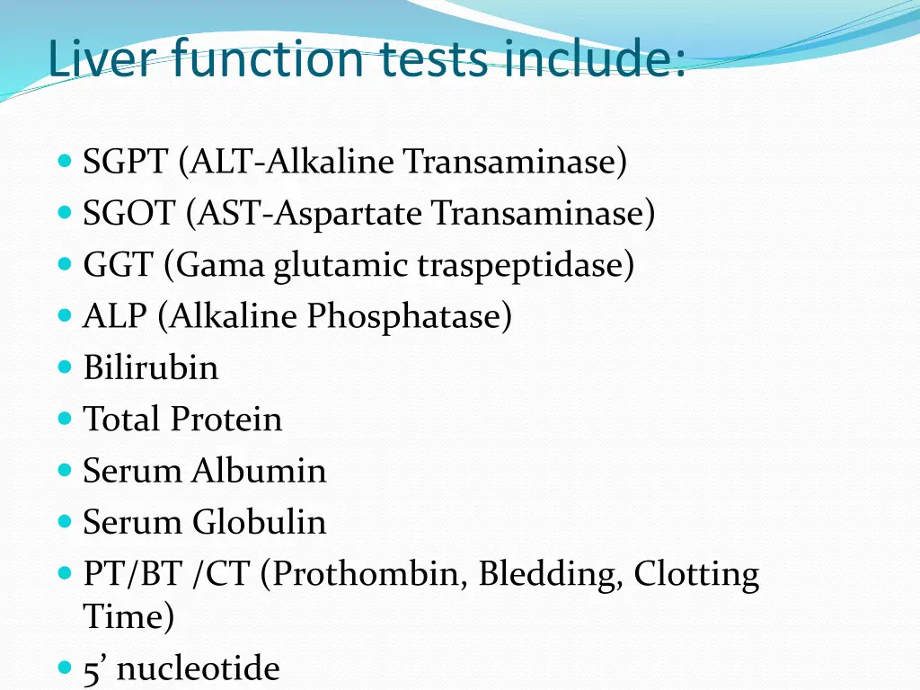 liver function tests include