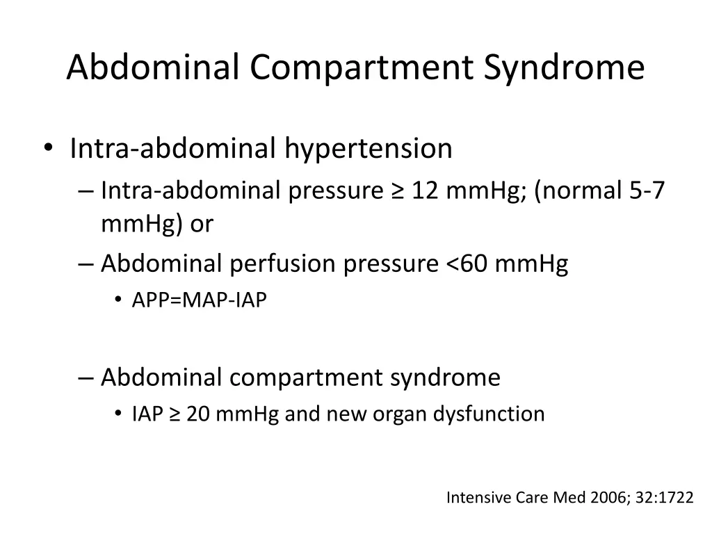 abdominal compartment syndrome