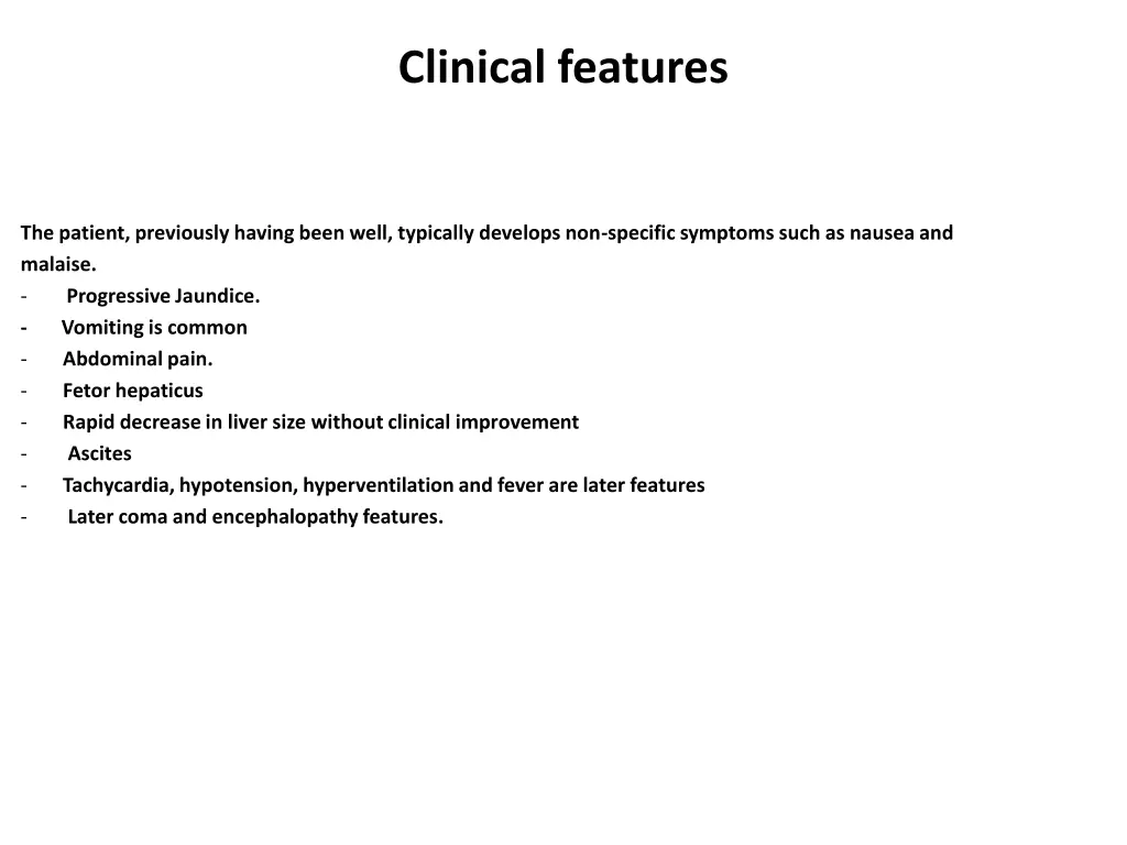 clinical features