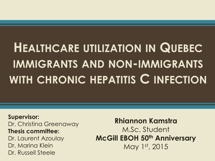 h ealthcare utilization in q uebec immigrants