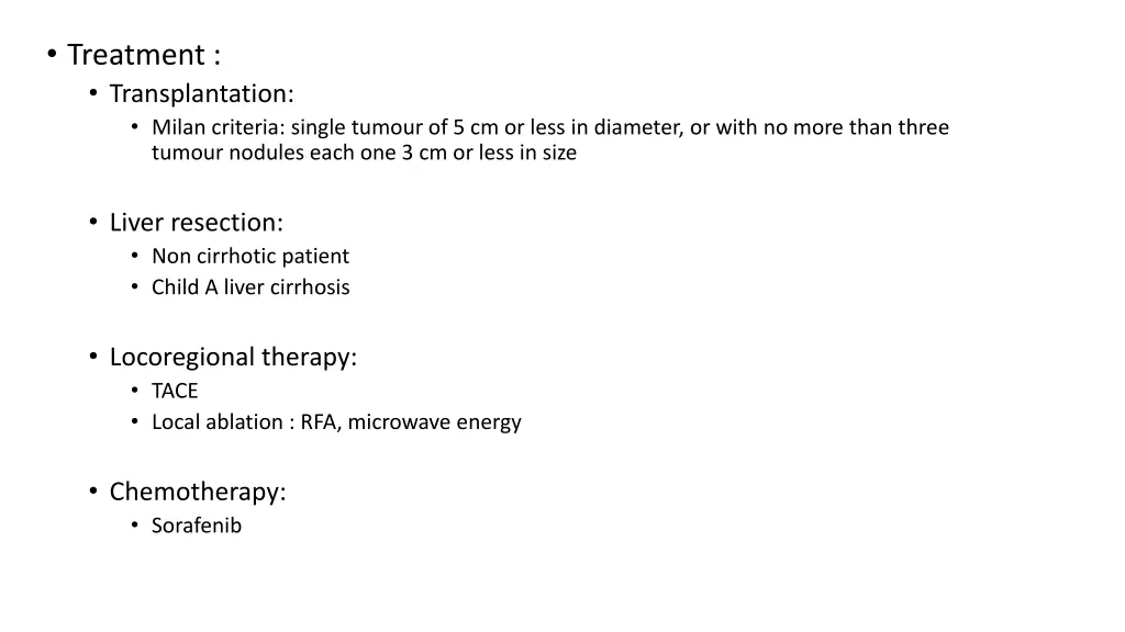 treatment transplantation milan criteria single