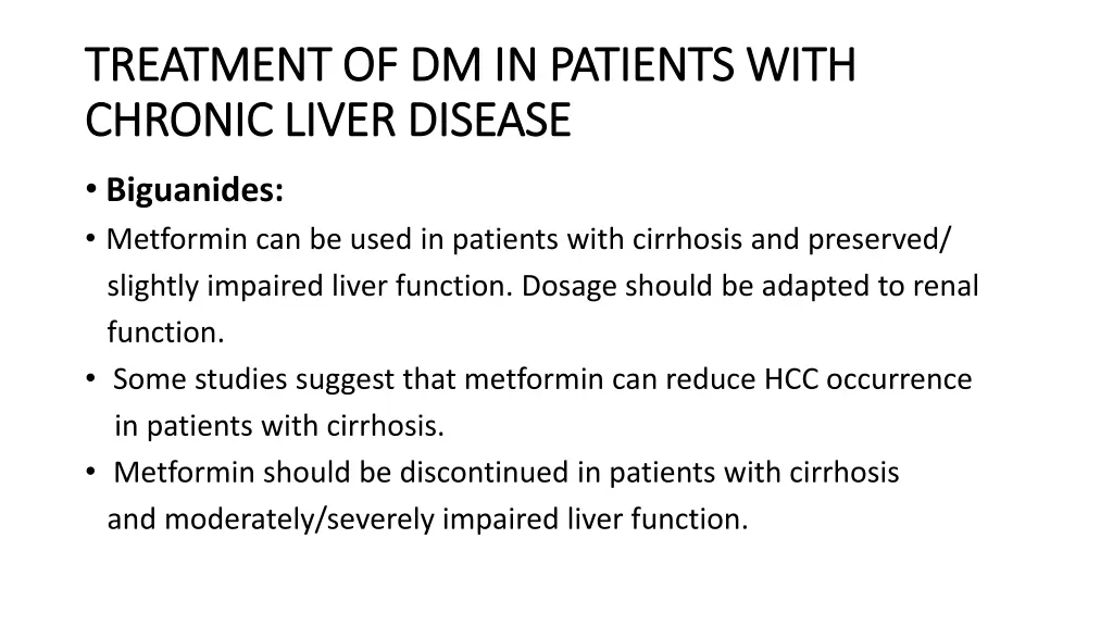 treatment of dm in patients with treatment