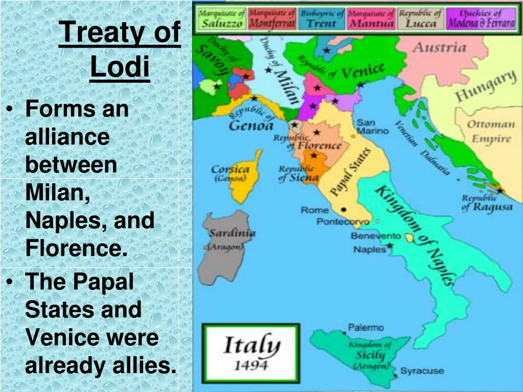 treaty of lodi forms an alliance between milan