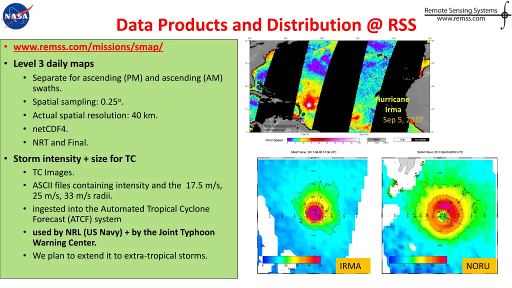 data products and distribution @ rss www remss