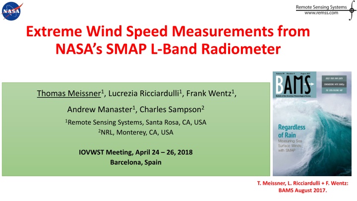 extreme wind speed measurements from nasa s smap