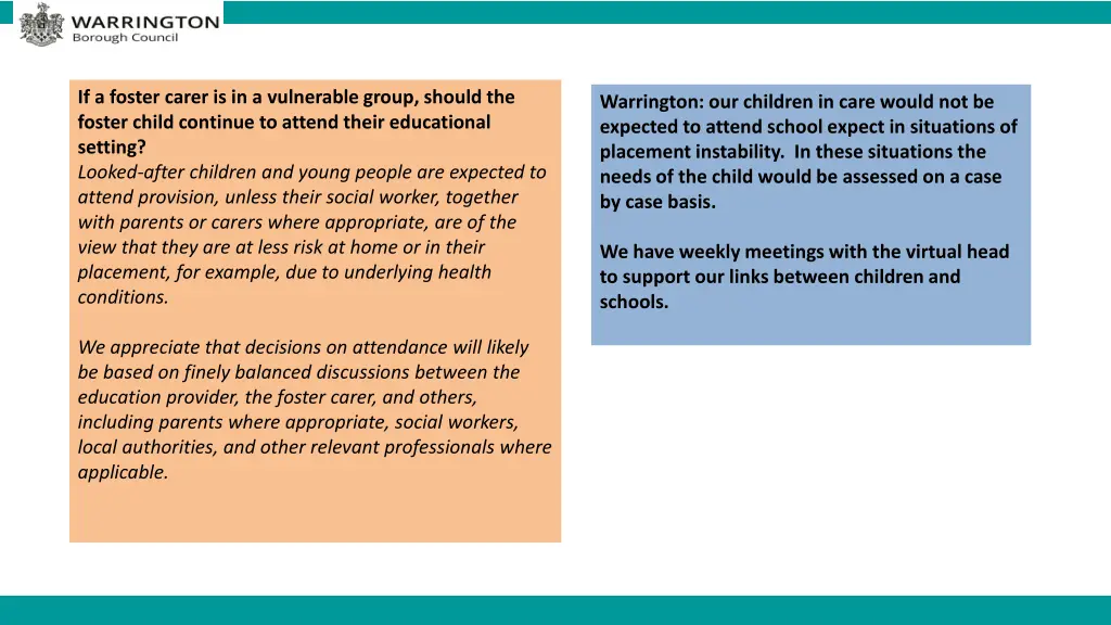 if a foster carer is in a vulnerable group should