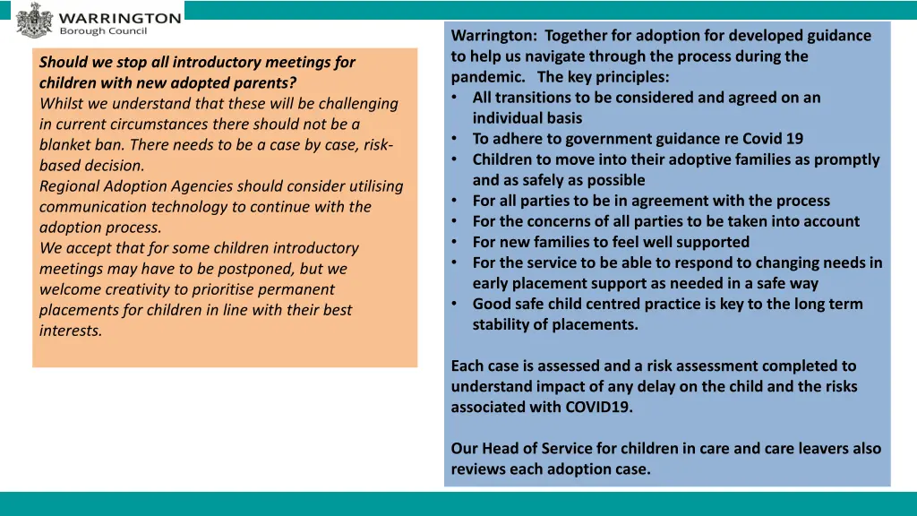 warrington together for adoption for developed